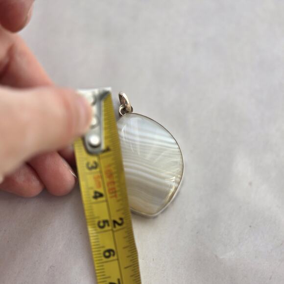 Jay King DTR Sterling Silver 925 Lace Agate Pendant Fasceted Stone New Signed - Picture 6 of 11